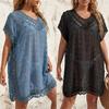 Sexy Women's Beach Cover-up with Three-dimensional Jacquard Embroidery and Patchwork Design, Loose Bikini Outerwear