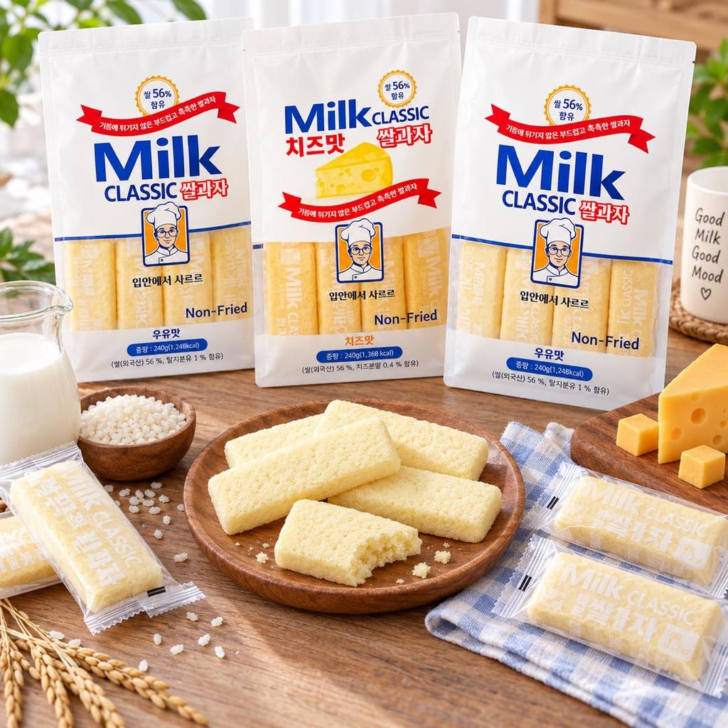 Oliveyoung Classic Milk Flavor Rice Cracker Melon Flavor Cheese Flavor Snack Biscuit 240g