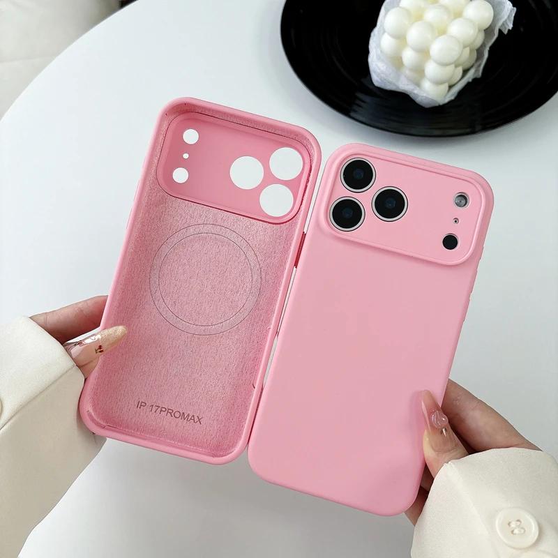 Liquid Silicone Phone Case For 17 Air 16 15 Pro Max 13 12 14 Plus For Magsafe Magnetic Wireless Charging Cover