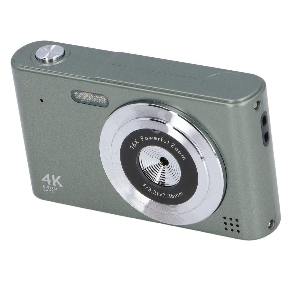 Retro Digital Camera, 4K HD 16X Zoom 48MP Portable CCD Camera with LED Flashlight and AF Autofocus for Photography (Green)