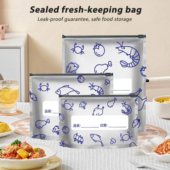 Aluminum Foil Sealed Bags Reusable Leakproof Heat Resistant Sealable Bags Vacuum Zippered Food Pouches with Label Stand-Up Bottom for Vegetable Fruit