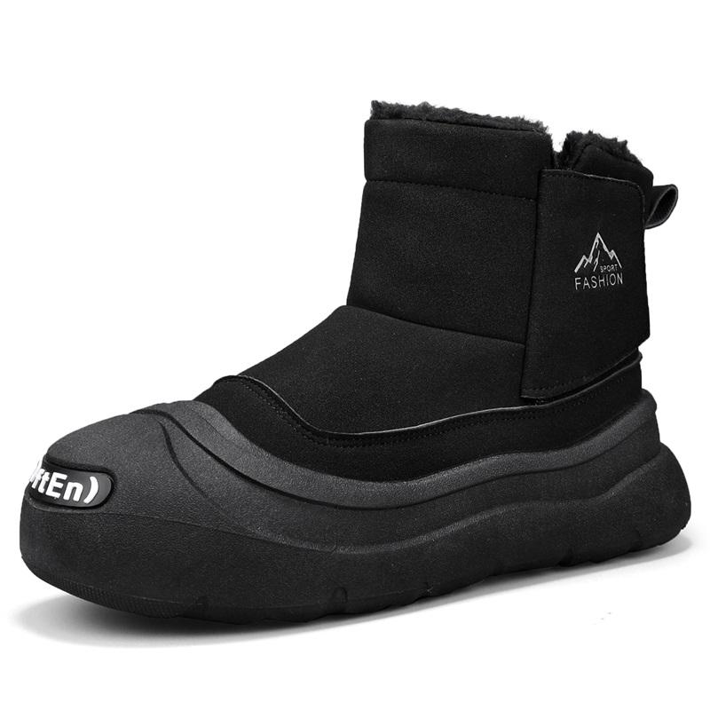 

Men s snow boots winter warm plush cotton shoes soft sole non-slip high top boots fashion youth Joker outdoor sports work boots 46