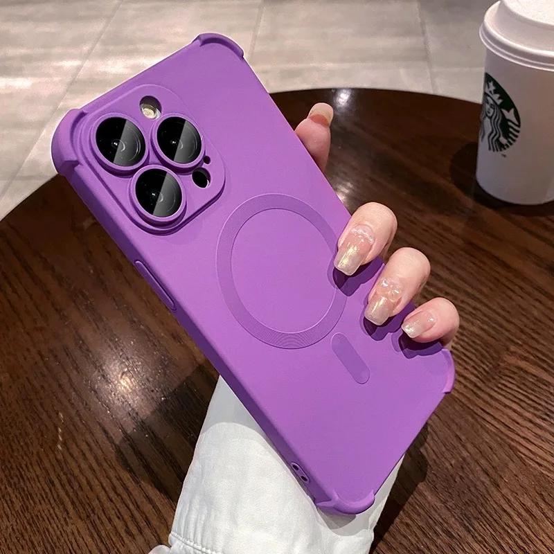 Luxury Magsafe Wireless Charge Case For iPhone 16 15 14 13 12 Pro Max Plus Soft Liquid Silicone Magnetic Shockproof Bumper Cover