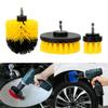 New 3 Pcs Round Car SUV Electric Bristle Drill Tub Rotary Brush Cleaing Tools Yellow