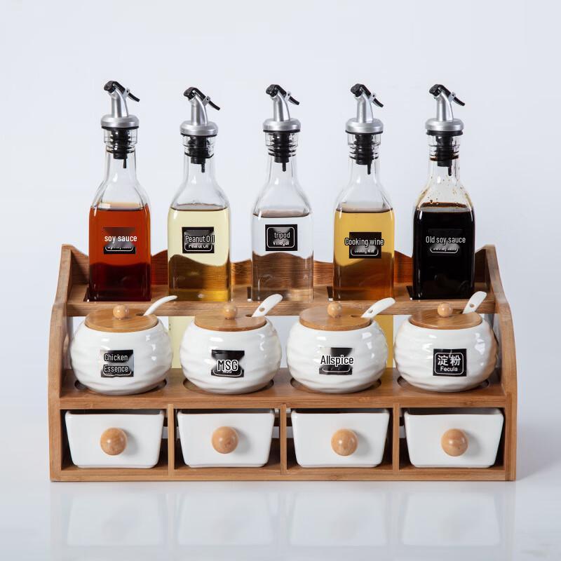 Qianxing Ceramic & Glass Seasoning Dispenser Set