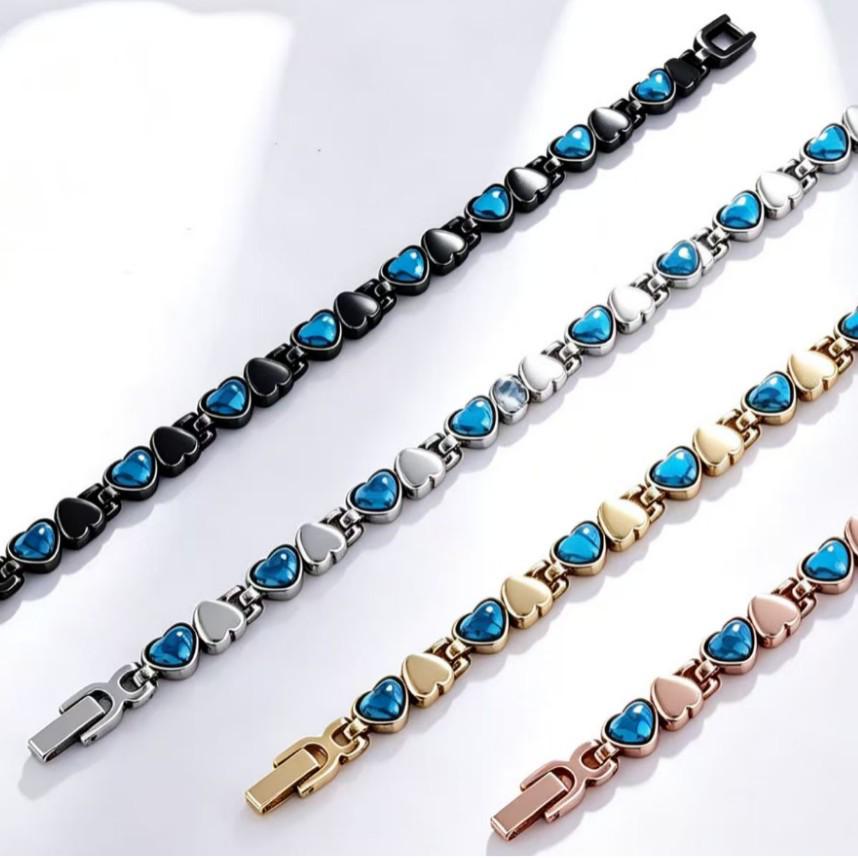 Retro Versatile Turquoise Full Magnetic Adjustable Heart Anti-Fatigue Bracelet
