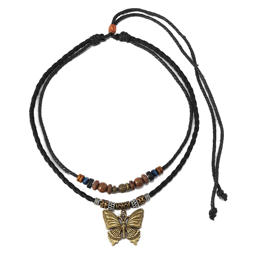Butterfly Charm Choker Handmade Multilayer Neckchain Adjustable Length Clavicle Chain Jewelry for Fashion Enthusiasts