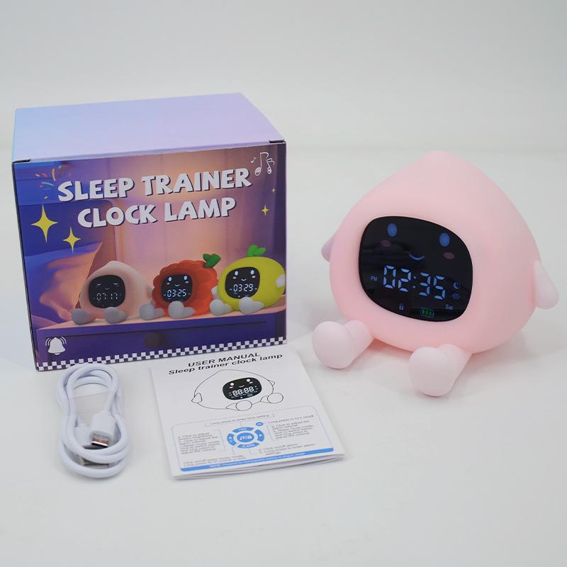 

Fruit Shaped Rechargeable Alarm Clock Lamp Creative Silicone Mobile Phone Holder Night Light Bedside Atmosphere Table Lamp