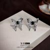 Simple Zircon Butterfly Earrings Light Luxury High-end Stud Earrings Temperament Fashionable Sweet Pearl Earrings Women