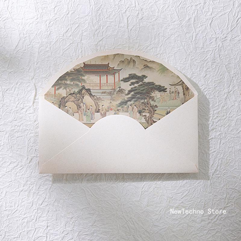 

5pcs Exquisite Vintage Envelopes Classic Chinese Style Artistic Envelopes for Letters Wedding Invitation белый