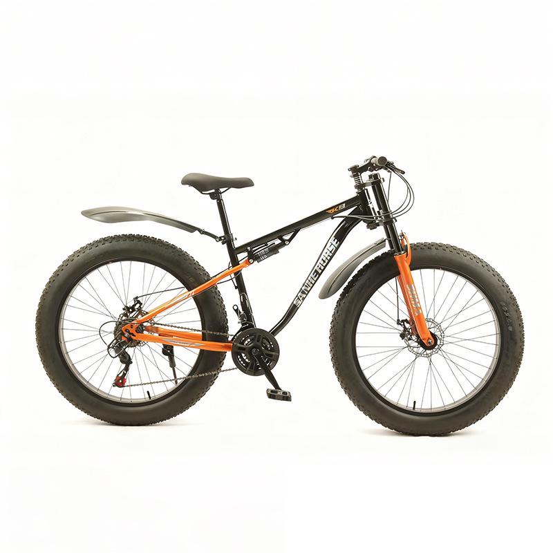 26-inch Mountain Bike with Large Tires, Gears, Double Disc Brakes, and Suspension