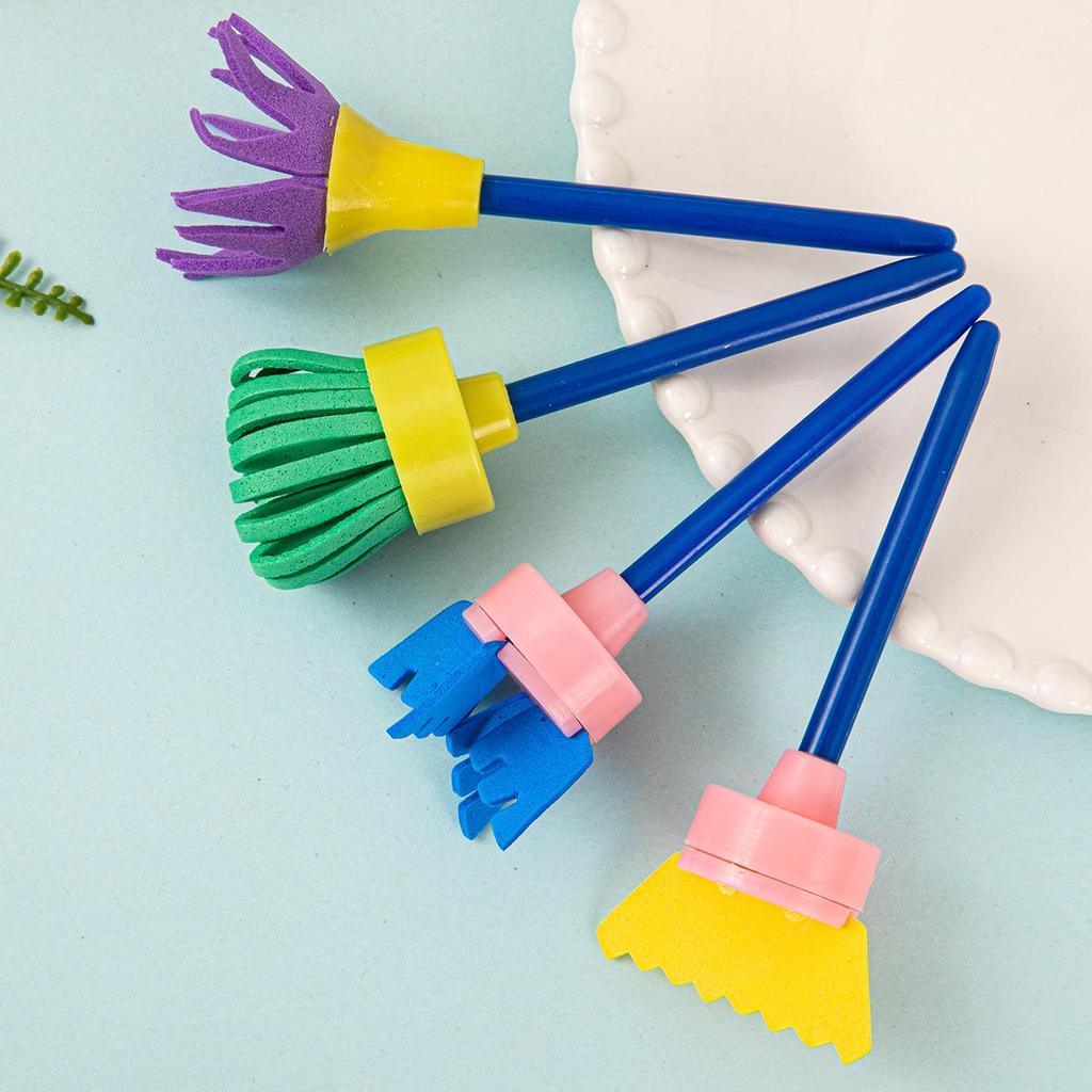 Children's DIY Sponge Painting Brush & Stamp Set for Graffiti Art