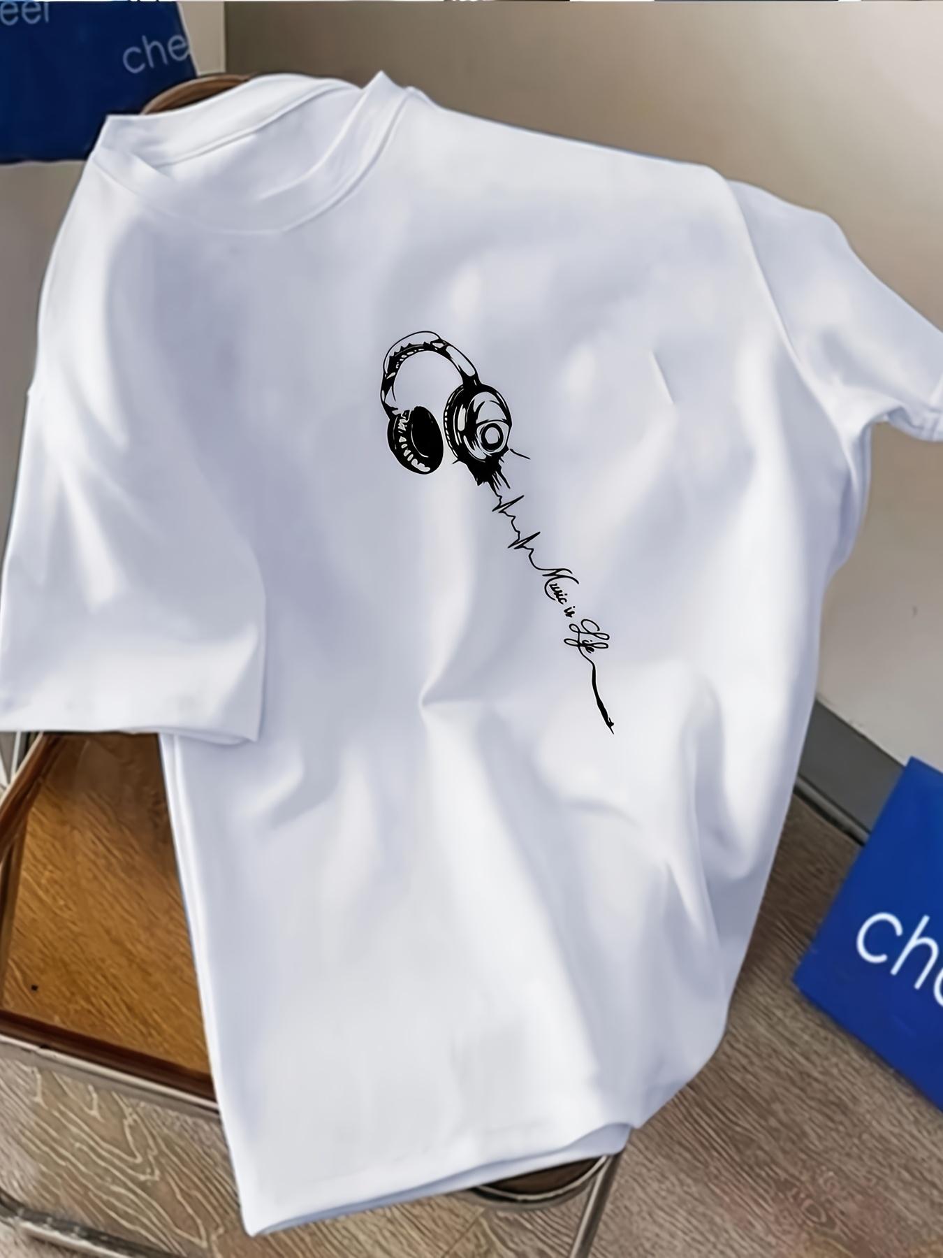 

Fashion Trend Headphone Print Short-Sleeve T-Shirt 5XL різнокольоровий