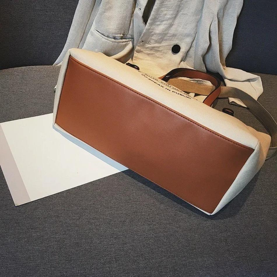 New Korean Edition INS High Capacity Canvas Tote Bag Casual Student One Shoulder Crossbody Handbag