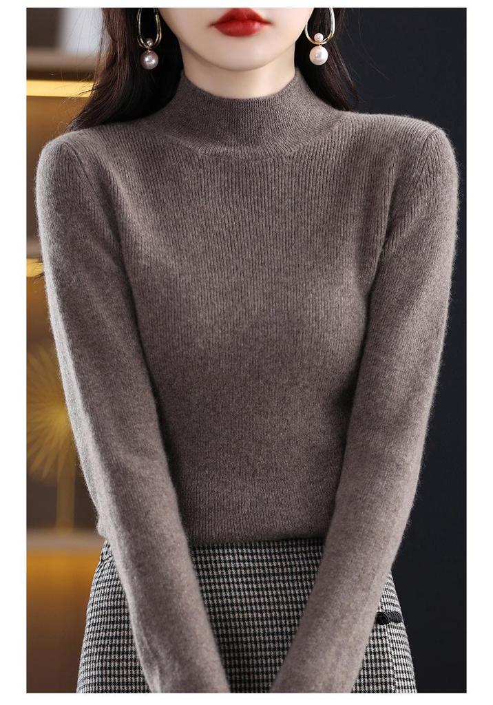 Siping Stitch Women's Half-High Collar Sweater: Autumn/Winter Slimming Knitwear