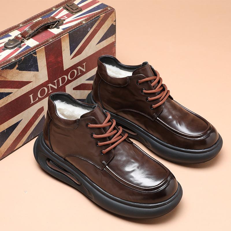 Autumn Leather Business Board Shoes Men's Cowhide Fashion Korean Version Air Cushion Sole Light Casual Leather Shoes Trendy Men's Shoes