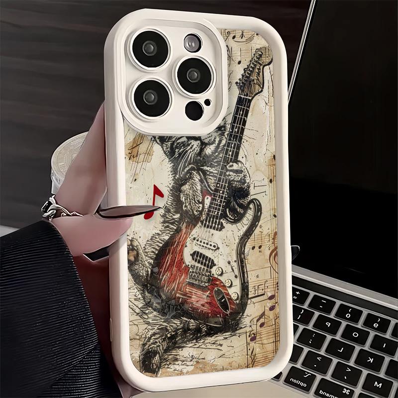 

Phone Case for iPhone 17 Air 16E 15 16 Pro Max Guitar Retro Rock Music Cover 14 Plus 13 12 Mini Soft Shell Silicone Fundas iPhone 17 Pro Max