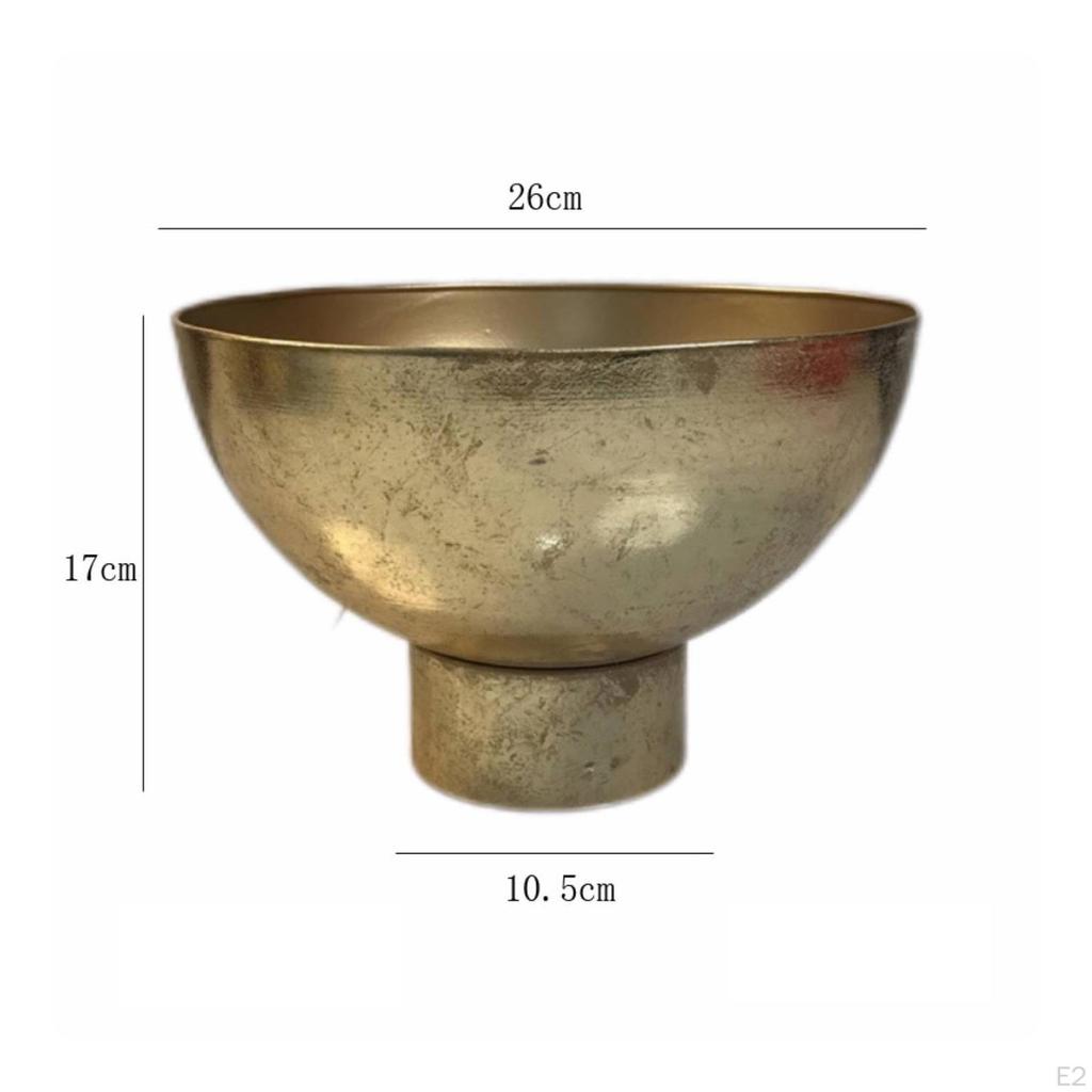 Steel Flower Pot Toned Pedestal Planter Lustrous Bowl for Tabletop, Living Room, Shelf S