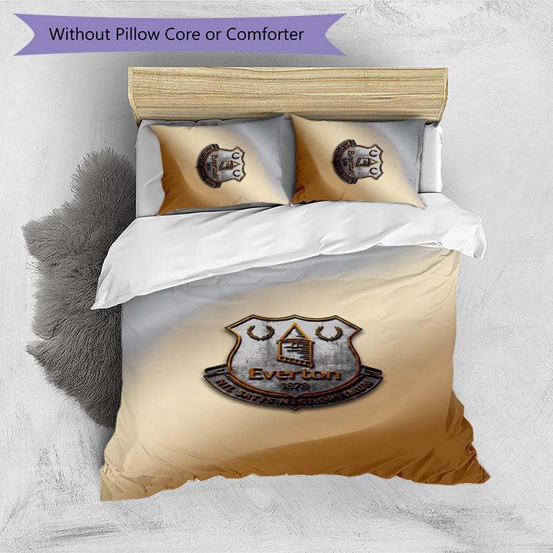 Set Lenzuola Everton Football Stampato 3 Pezzi, Comodo Set Copripiumino per Camera da Letto Amico della Pelle