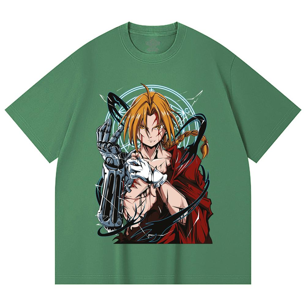 230 Gsm 100% Cotton Fullmetal Alchemist V6 Edward Print Unisex Heavy Cotton T Shirt