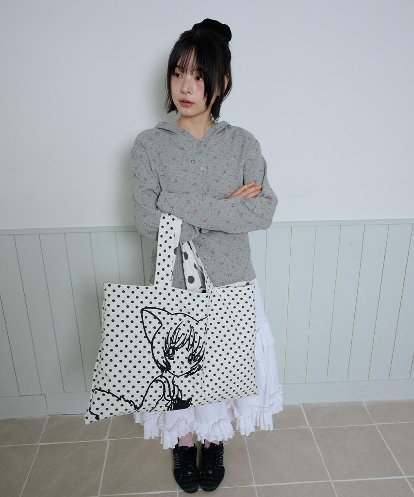 Itzavibe Cat Girl Dot Reversible Bag