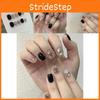 Handmade Nail Sticker Set With Black Shiny Rhinestones Star Patterns Suitable