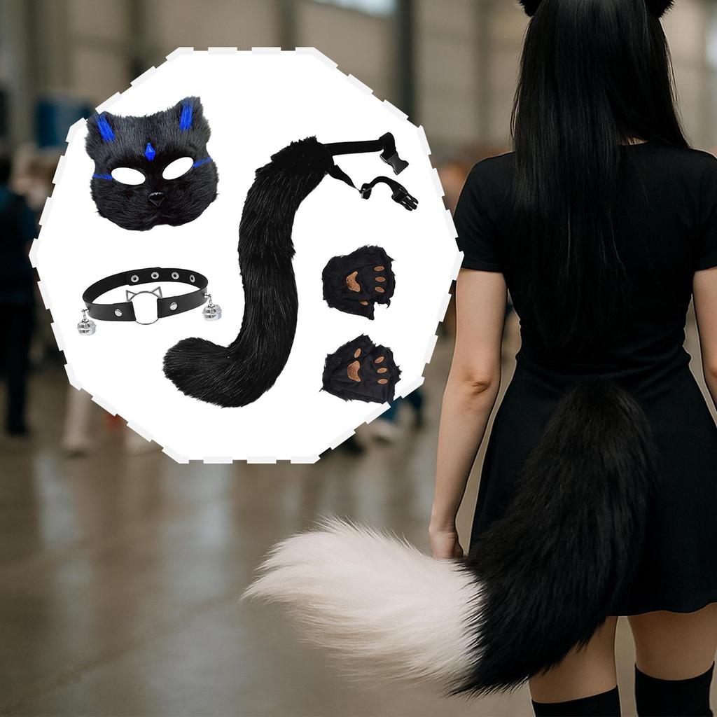 Cat and Tail Set Cosplay Costume Accessories for Party Carnival