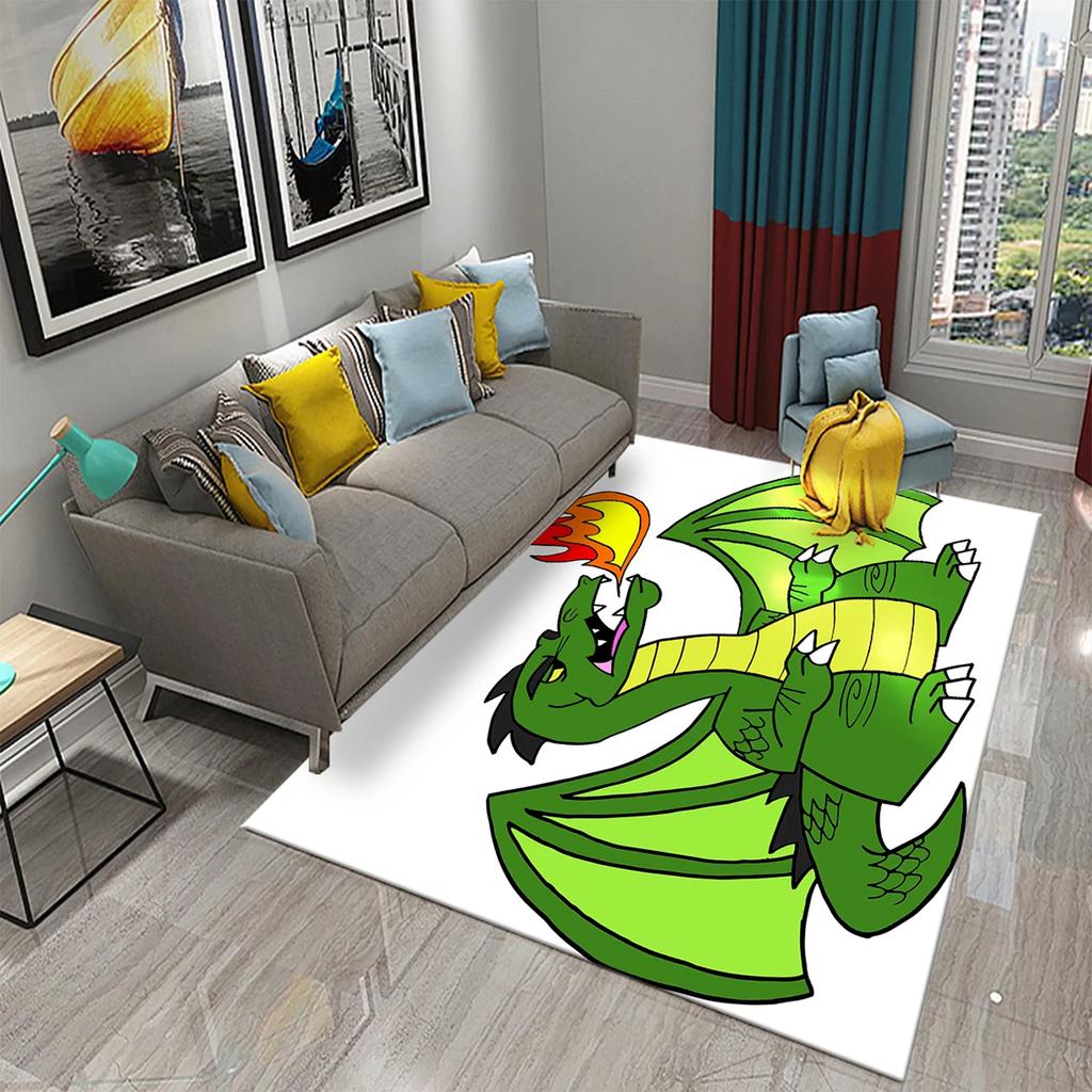 3D Cartoon Dragon Animal Print Carpet for Kitchen Toilet Living Room Esports Chair Carpet Bedside Modern Simple Non-slip Carpets