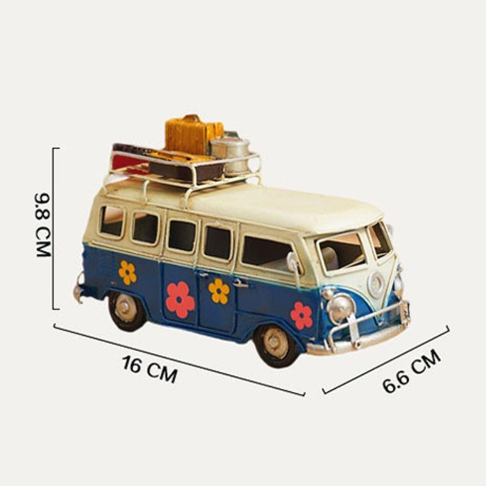 Large Campervan Model Retro Desktop Decoration Camper Van Model Metal Gift Iron Art Bus Piggy Bank Photography Props