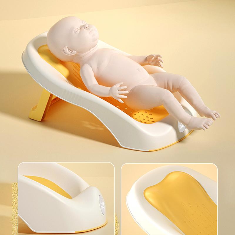 Foldable Baby Bath Seat - Non-Slip Pp Shower Net Support, Ergonomic Backrest Design, Easy-Clean Christmas Gift For Toddlers