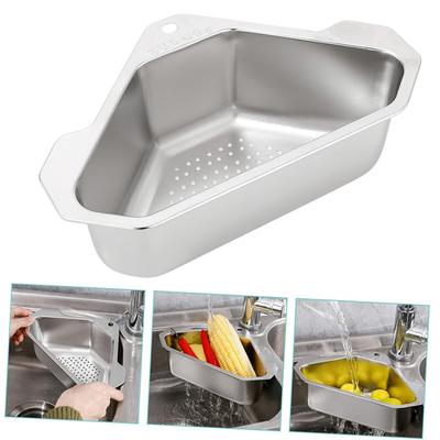 LMETJMA Stainless Steel Sink Strainer Basket Kitchen Drainer Basket Sink Strainer Colander Soap Sponge Suction Cup Holder JT868