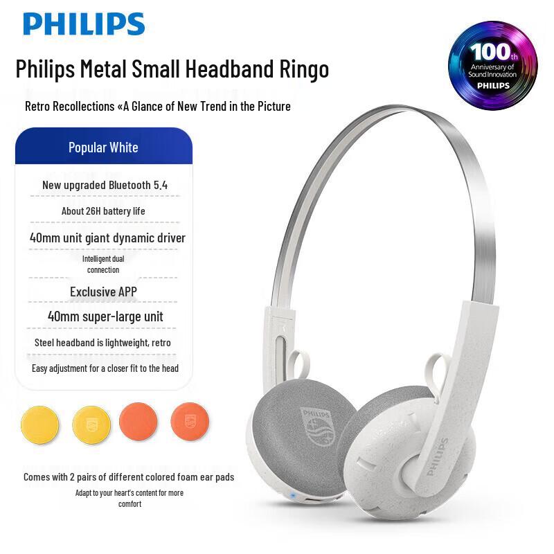 Philips TAH2000 Retro Wireless On-Ear Headphones
