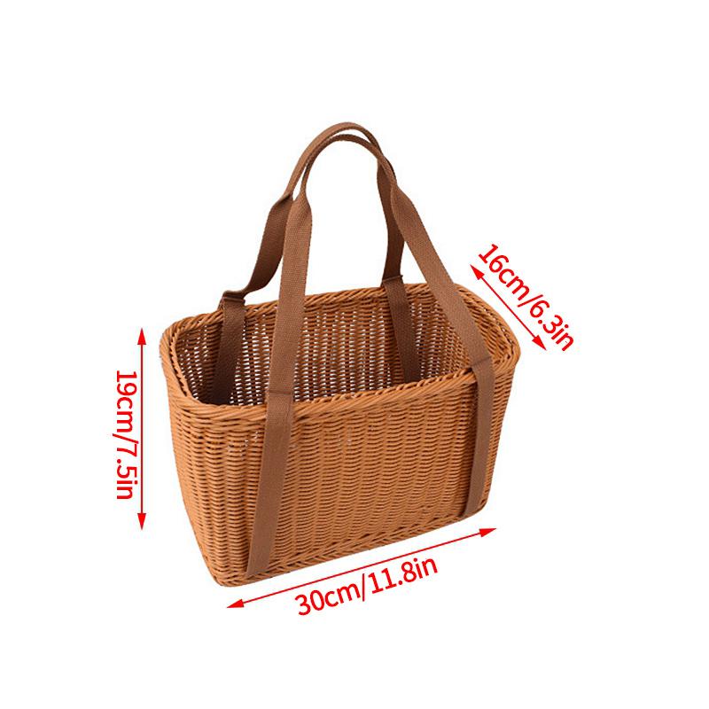 

Корзина для хранения, плетеная вручную, корзины для пикника на открытом воздухе, ротанговая кухонная корзина для фруктов, овощей, хлеба, органайзер для ванной с ручкой