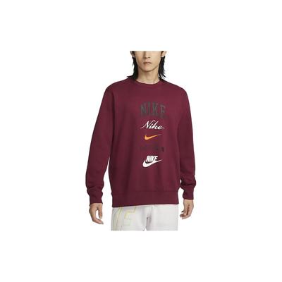 Nike Club Fleece Letter Crewneck Fleece Casual Long Sleeve American Vintage Sweatshirt Men Sweatshirt Team-Red FN2611-677