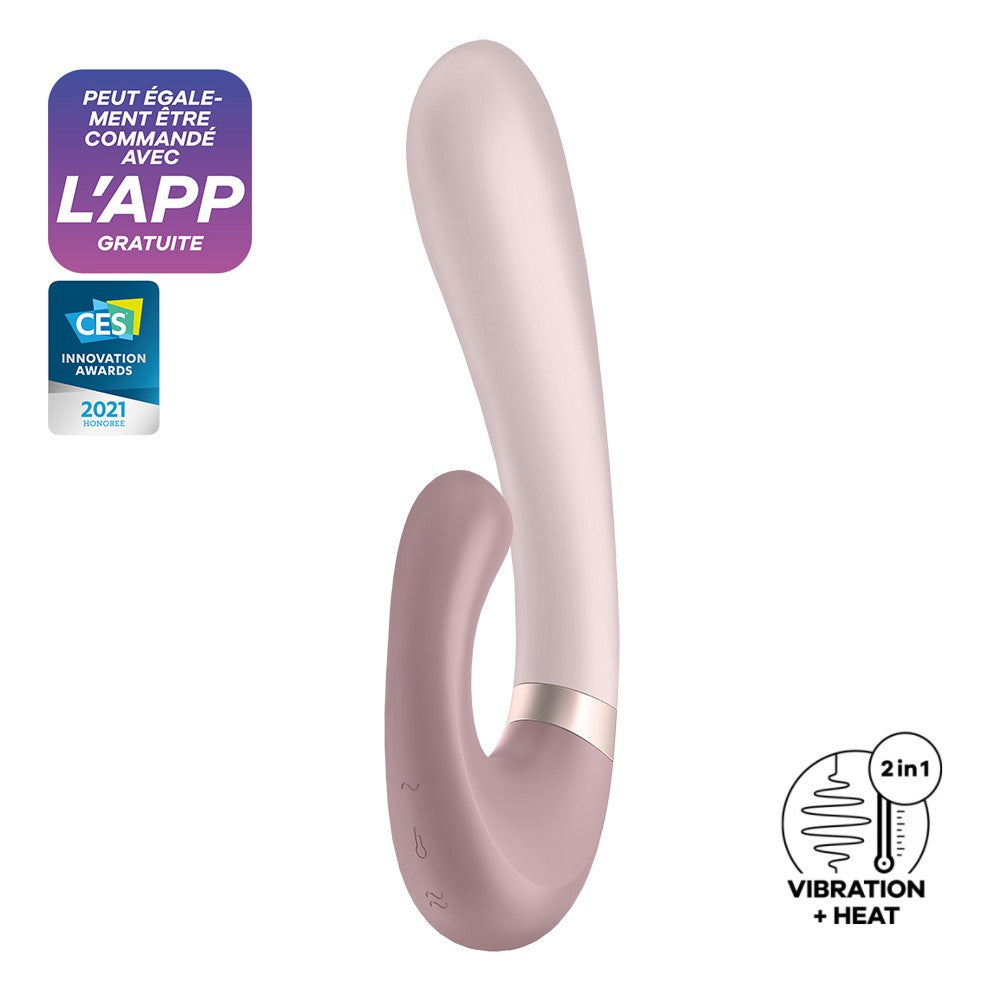 Vibromasseur Point G Avec Stimulateur Clitoris Connecté Chauffant Usb Mauve Heat Wave Satisfyer Cc597777