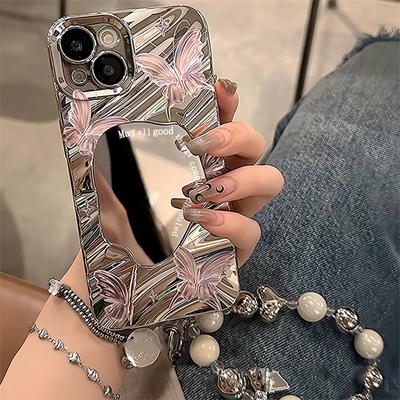 Luxus Make-Up Spiegel Telefon Fall Für Samsung A55 5G A54 A15 A35 A34 A33 A32 A53 A52s A51 A16 a04 A13 A12 Schmetterling Abdeckungen Funda