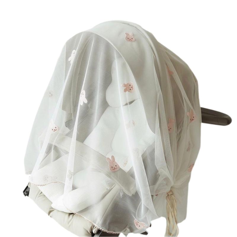 

Baby Stroller Mosquito Net Insect Netting Bug Net Carriage Cover Drawstring Embroidered Animal Tulle Cover for Carrycots