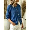 Women S Solid Button Cardigan Long Sleeve Sweater