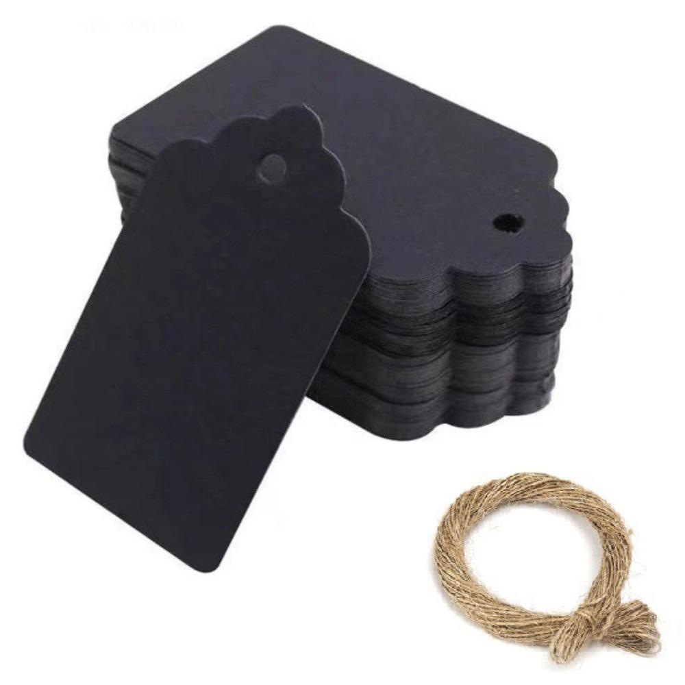 100Pcs Handmade DIY Scallop Label with String Kraft Paper Hang Tags Packaging Label  Crafts