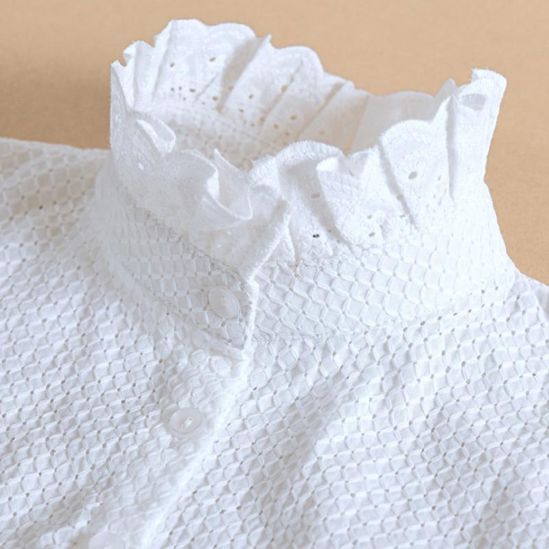 Perfect Match Elegant Womens Fake Collars Pearls White Cotton False Collars Woman Embroidery Lace Detachable Collar Shirt Faux Col Chemisie