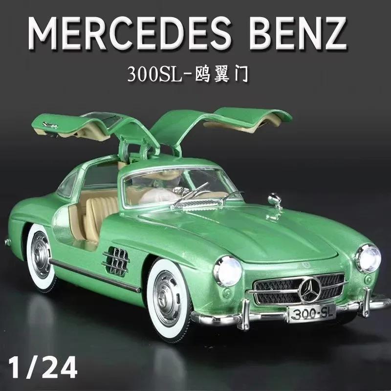 1:24 Mercedes 300SL Alloy Classic Vintage Car Model Car Model Diecast Metal Pull Back Sound Light Car For Children Gift