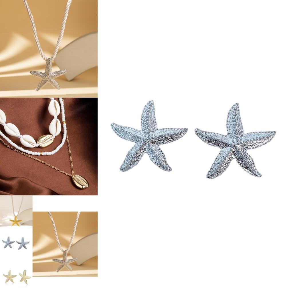Fashionable Starfish Earrings Gold Alloy Plated For Summer Beach Style