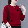 Korean Version of Women's Sweaters Women's Loose Printed Mother Clothes Thin Round Neck Long-sleeved Tops Women's Spring and Autumn