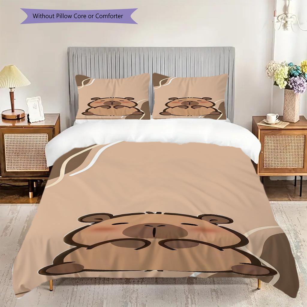 Hamster Boba Tea Adventure Threepiece Set 1 Duvet Cover 2 Pillowcase Without Core Soft And Comfortable Bedding Set Christmas Birthday Gift