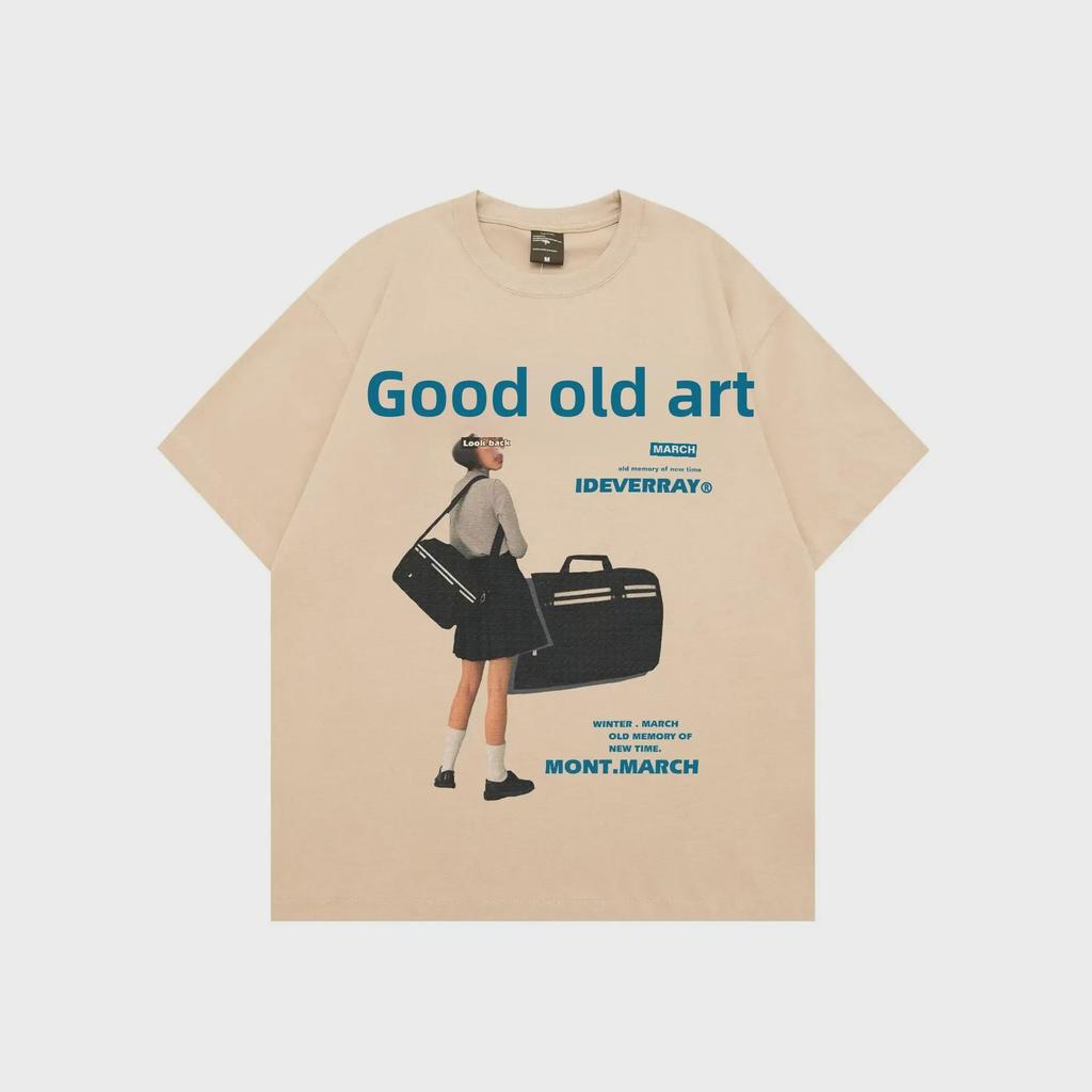 VUNC Japanese Retro Fashion Unisex T-Shirts - 200g Pure Cotton, Loose Fit, Short Sleeve, Digital Print