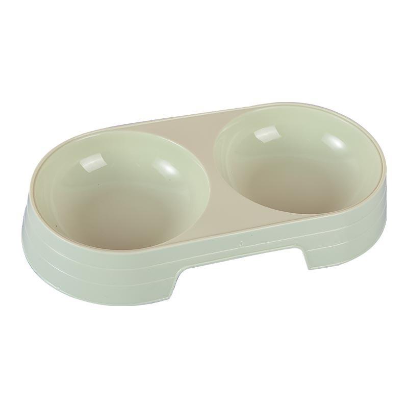 Plastikowe miski dla kota w kolorach cukierkowych i owalne podwójne miski dla zwierząt w kolorach makaronikowych