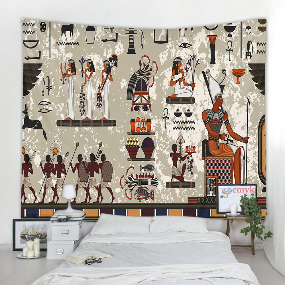 Golden Ancient Egypt Tapestry Wall Hanging Old Culture Printed Hippie Egyptian Tapestries Wall Cloth Home Decor Vintage Tapestry