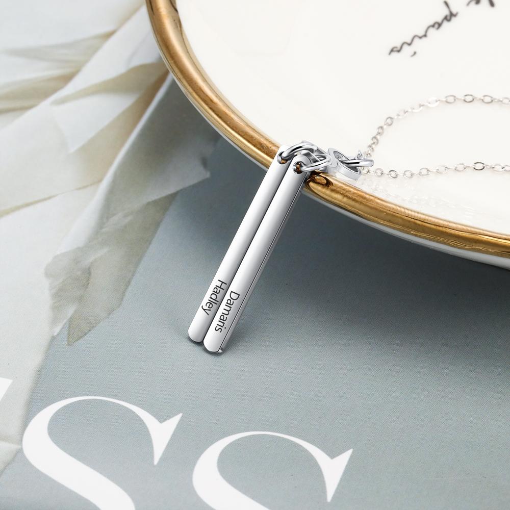 Personalized Infinity Necklace With Vertical Bar Pendant Custom Name Stainless Steel Jewelry Creative Gift For Women