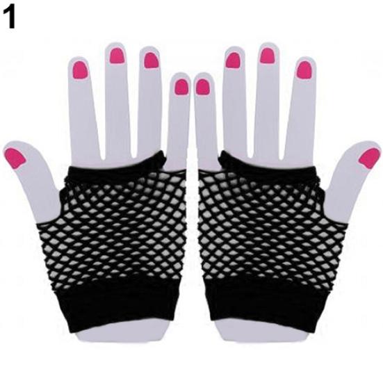Lady Elastic Dance Costume Dance Party Fingerless Fishnet Mesh Hollow Gloves
