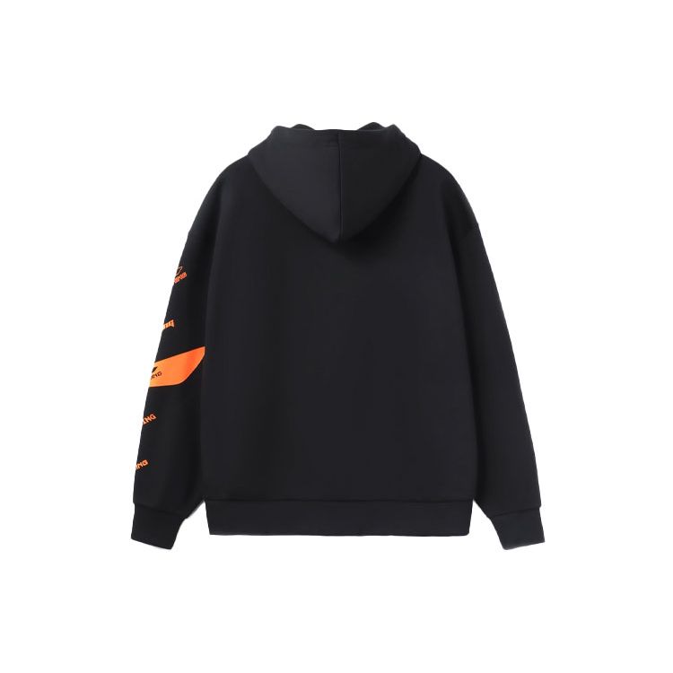 LiNing Training Series Color Block Logo Printed Fleece Warm Zip-Up Sports Hoodie Unisex Hoodies Black AWDRD34-1